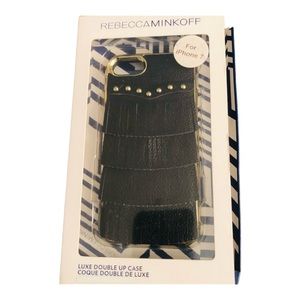 Rebecca Minkoff black fringe IPhone 7 w/ gold detail fits 6,& 8 as well